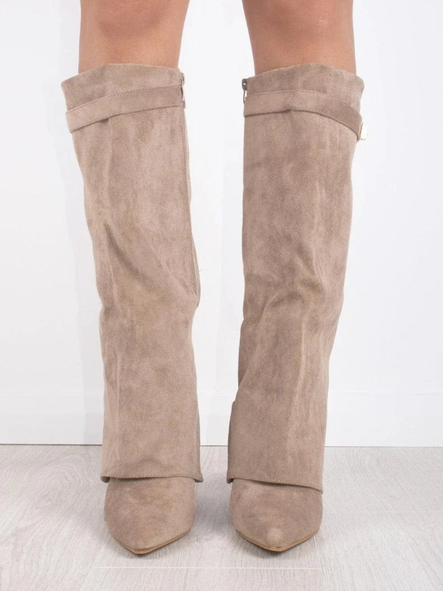 Bottes Hautes Femme à Large Revers et Talon Bloc | Élégance et Confort au Quotidien