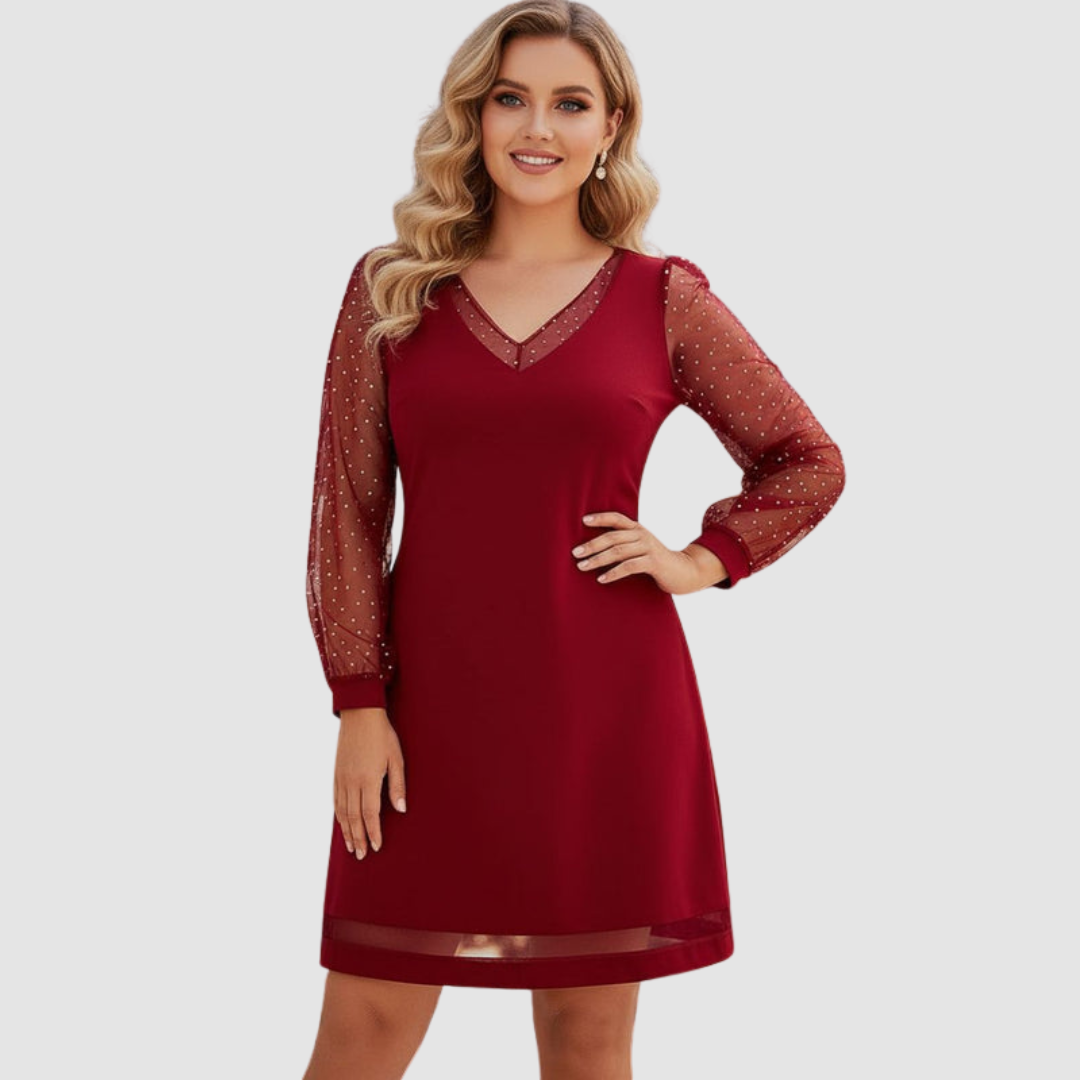 Robe de soirée élégante avec manches transparentes – Raffinement, légèreté & féminité