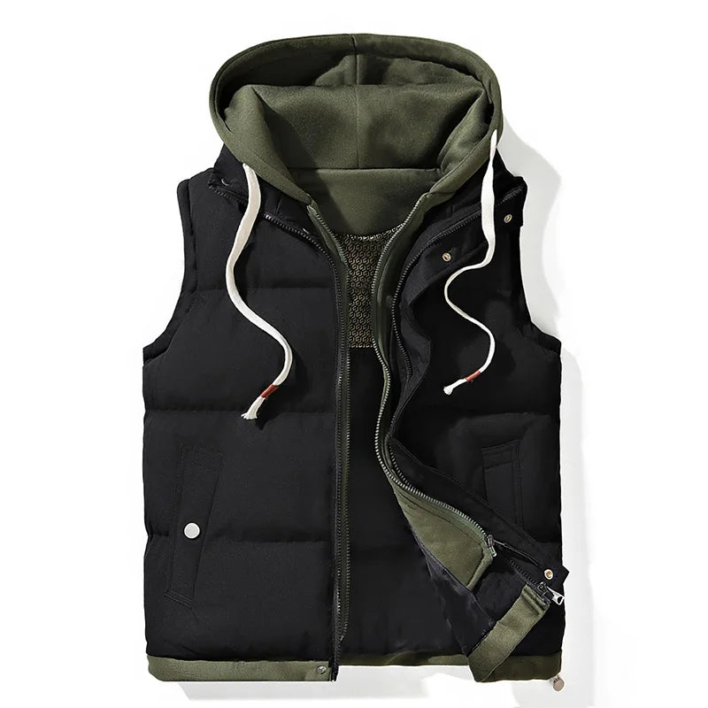 Veste sans manches matelassée à capuche – Moderne, chaude & polyvalente