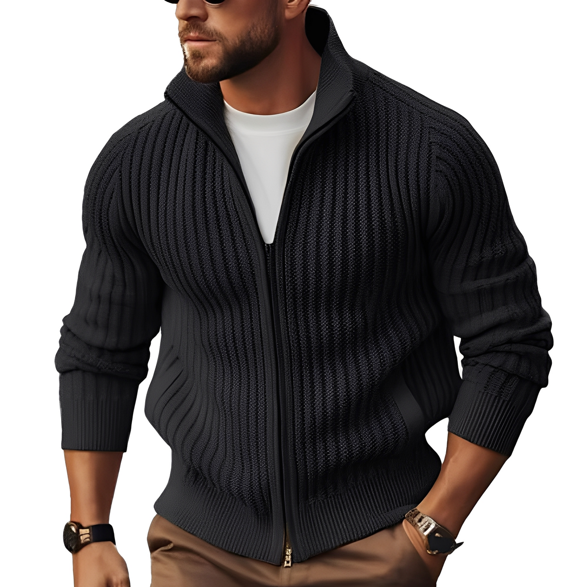 Pull Homme Zippé | Maille Structurée Chaude et Élégante