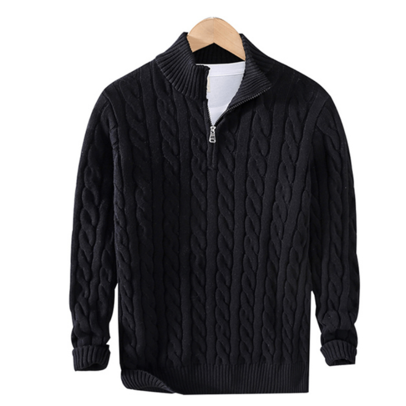 Dante | Pull Homme Zippé en Maille Torsadée Style Classique