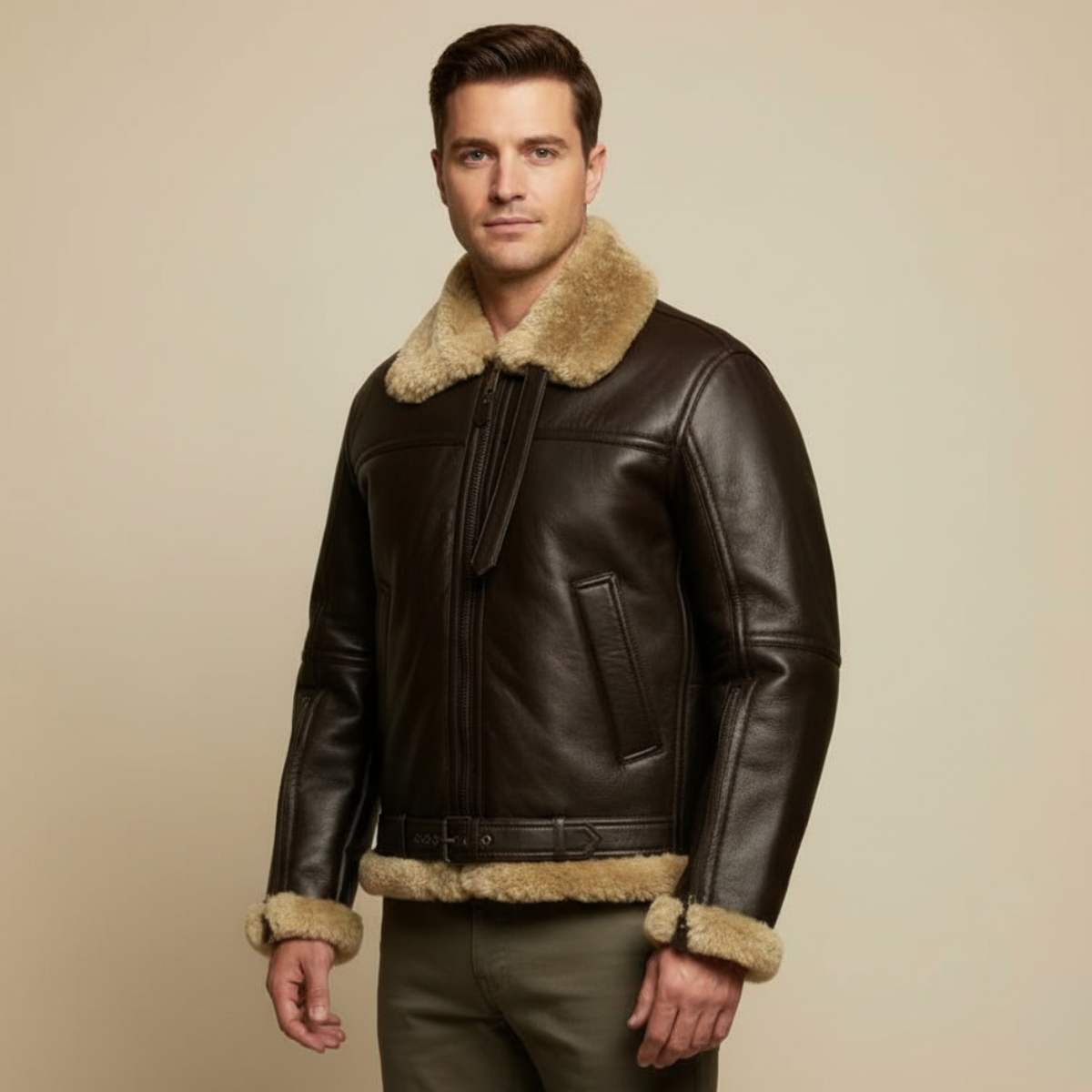 Veste Aviator Homme – Cuir Synthétique et Doublure Chaude