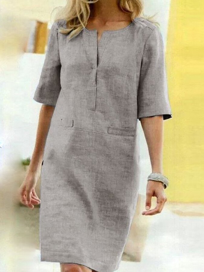 Robe Décontractée en Coton et Lin – Élégance Légère au Quotidien