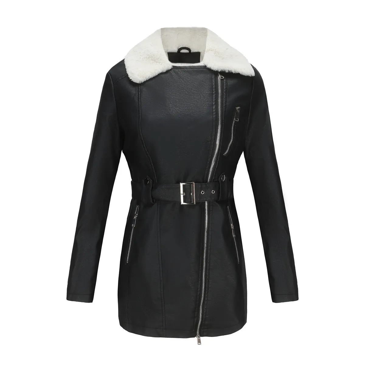 Veste Hiver Femme en Mouton Synthétique | Style Biker et Confort Absolu