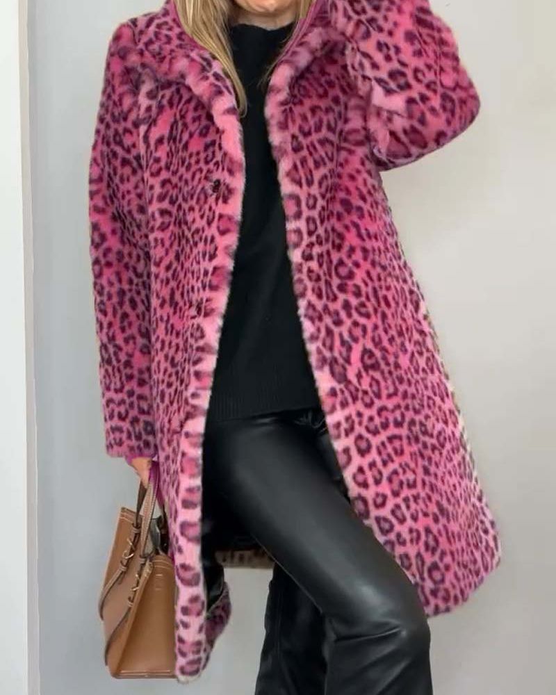 Enora | Manteau Long Femme Léopard Doux et Élégant