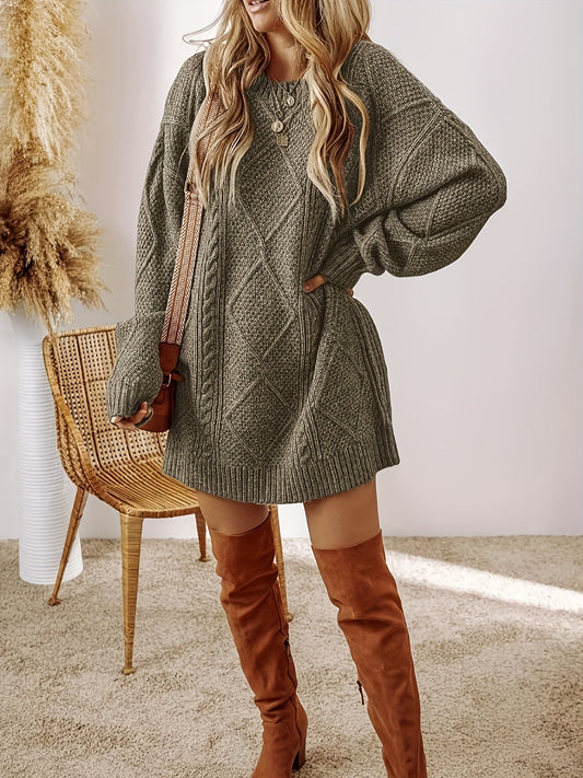 Rosabelle | Robe Pull Femme Tricotée à Manches Longues Décontractée