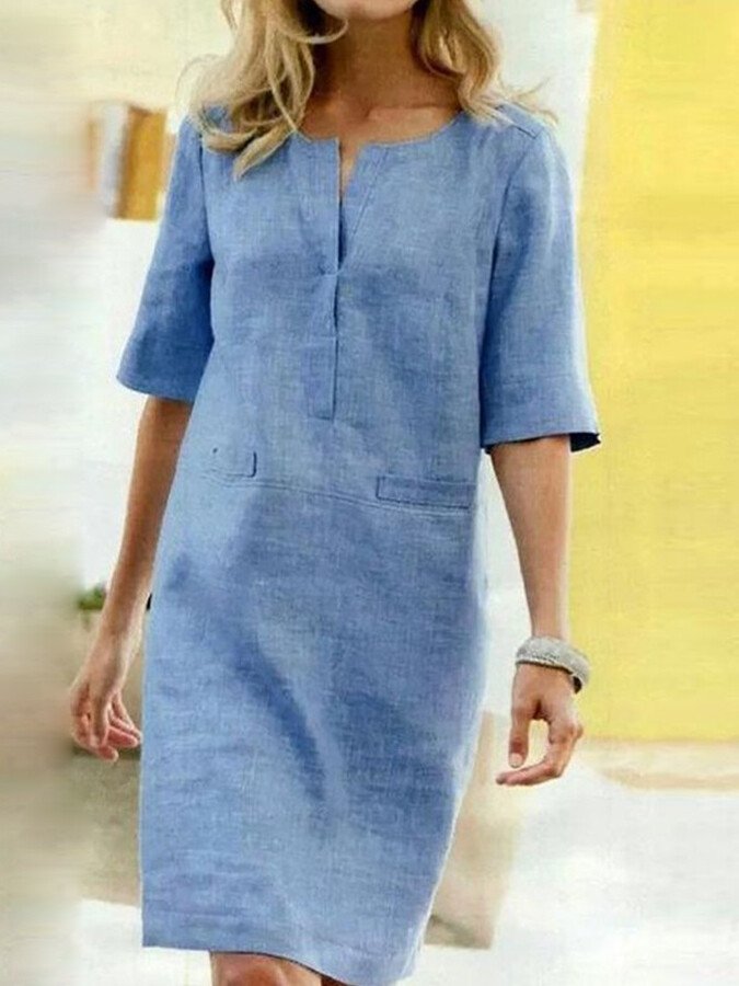 Robe Décontractée en Coton et Lin – Élégance Légère au Quotidien