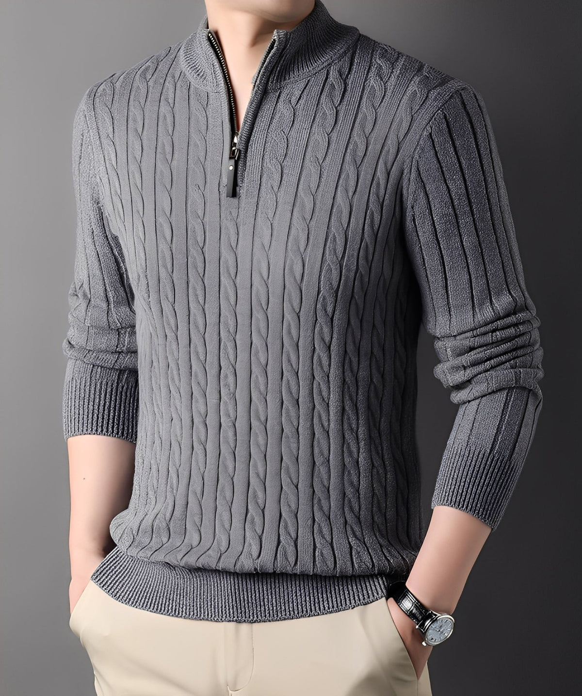 Pull Homme en Maille Zippé | Élégance Moderne & Confort Quotidien