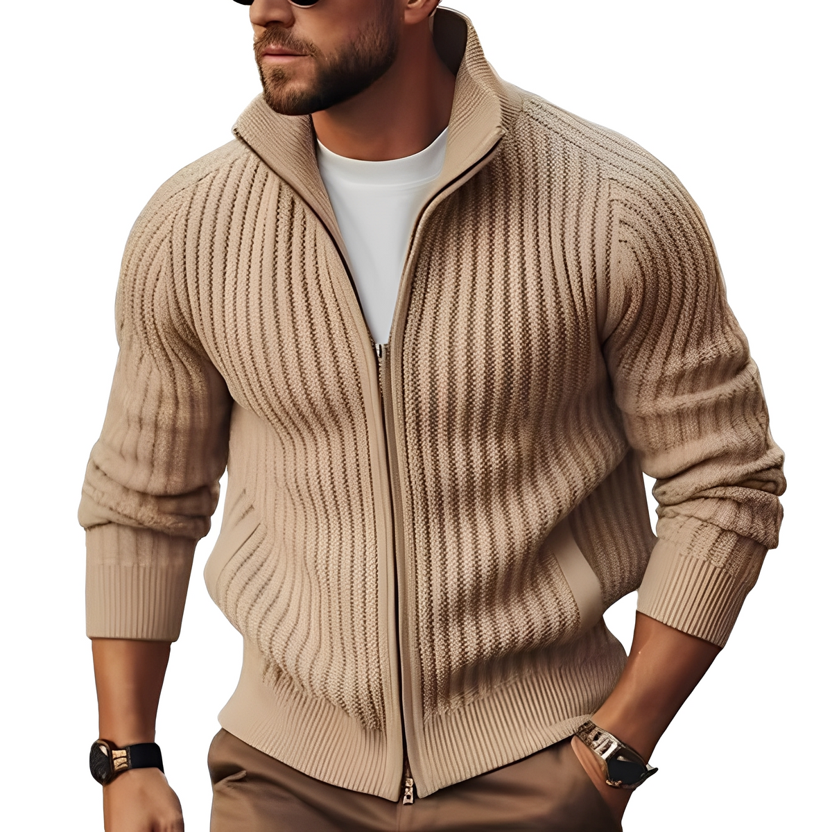 Pull Homme Zippé | Maille Structurée Chaude et Élégante