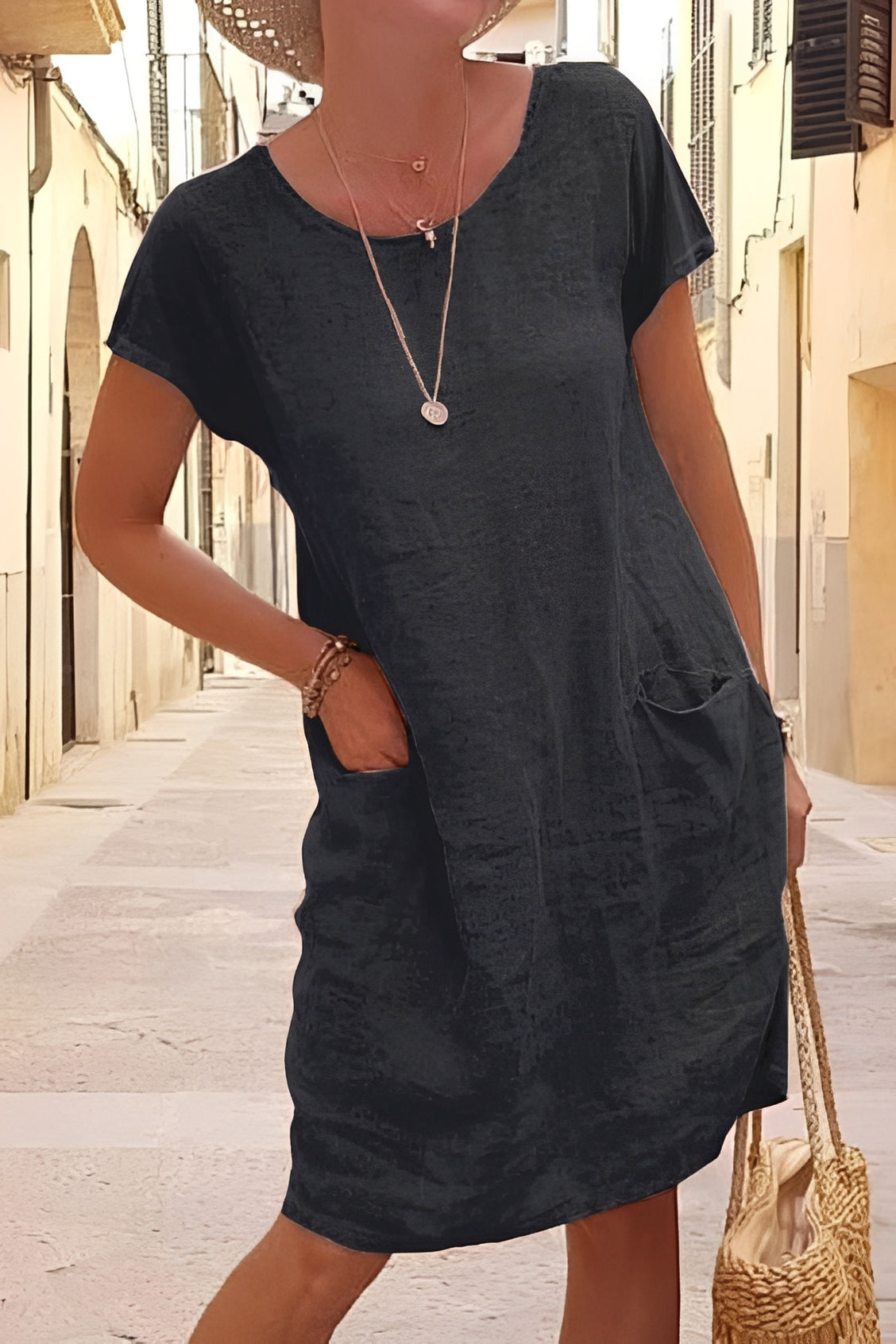 Robe Femme Décontractée à Manches Courtes et Style Léger Élégant