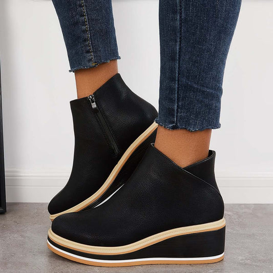 Aimée | Bottines Plateformes Élégantes avec Fermeture Éclair Latérale pour Femme