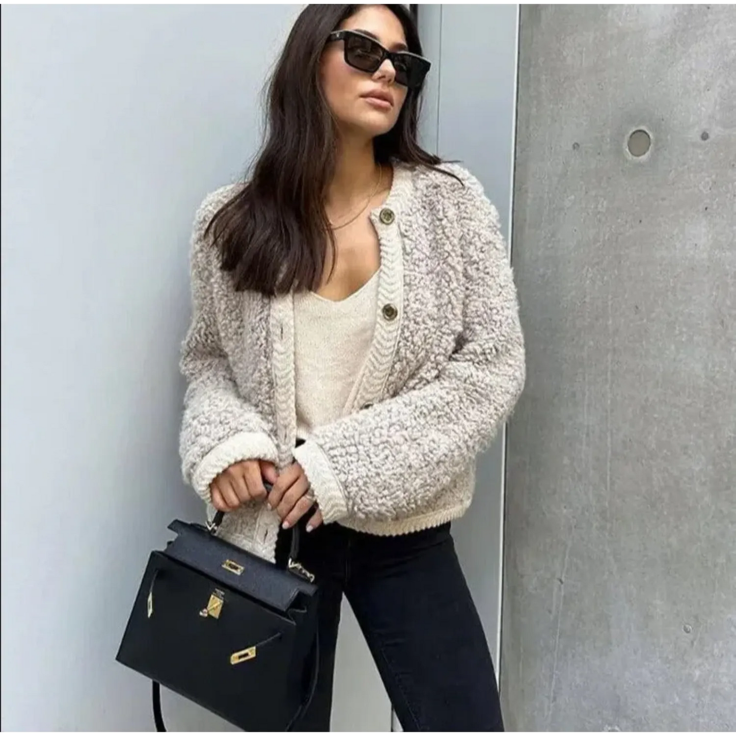 Désirée | Cardigan Femme Boutonné en Teddy Doux et Chaud