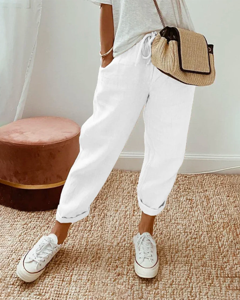 Pantalon fluide à taille élastique avec poches – Décontracté, confortable & polyvalent