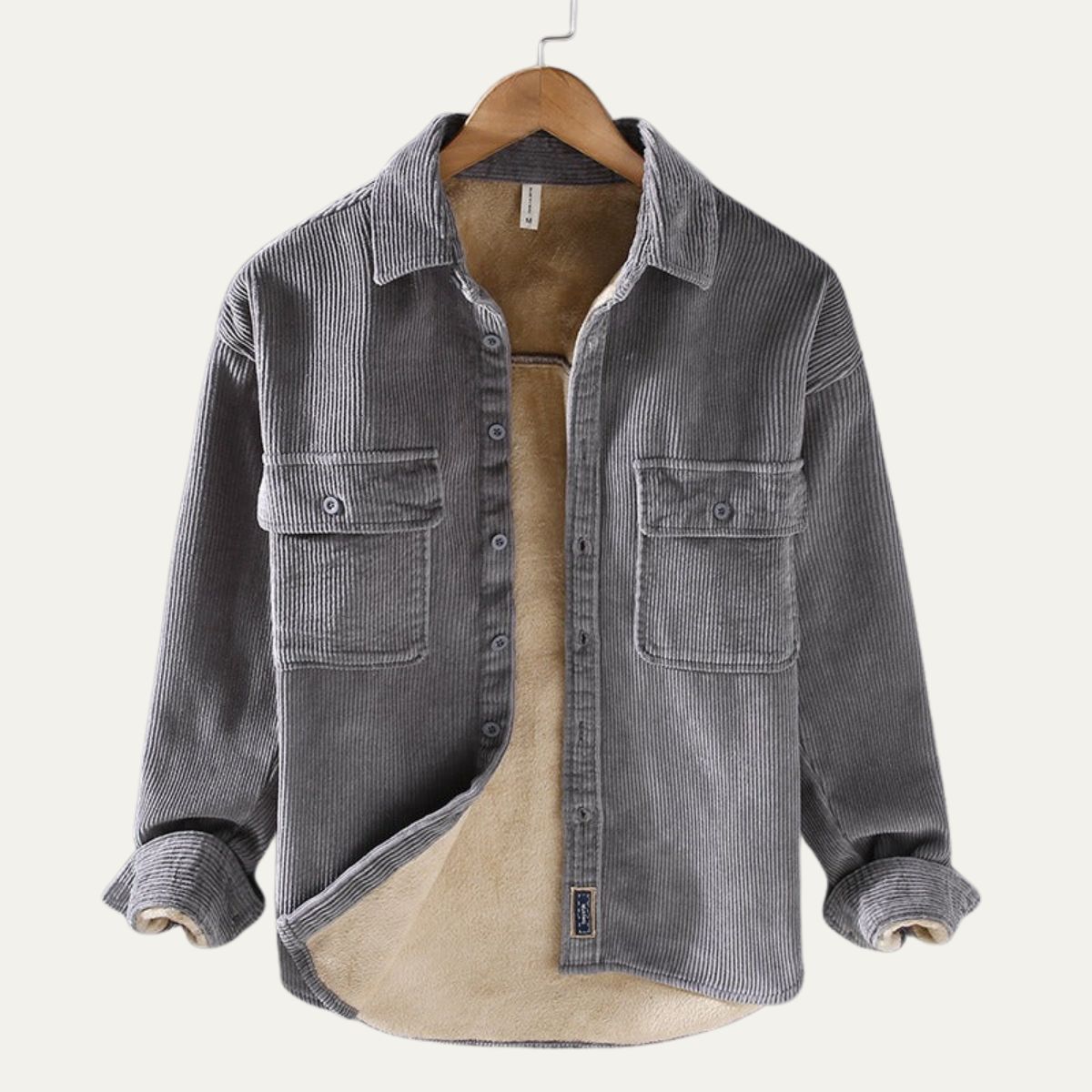 Chemise Veste en Velours Côtelé Homme Doublée Polaire