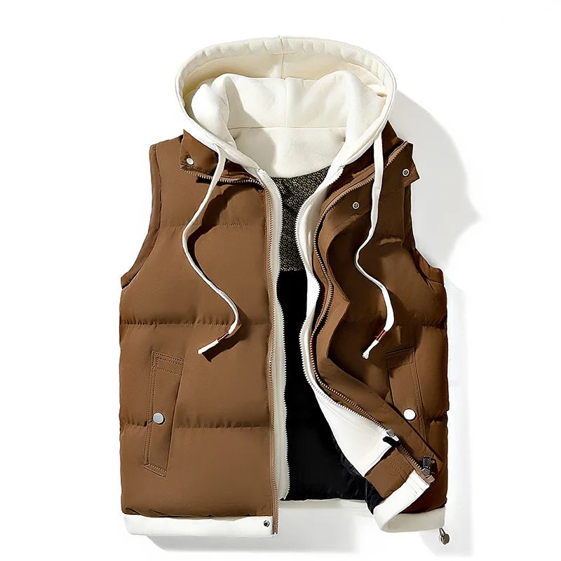 Veste sans manches matelassée à capuche – Moderne, chaude & polyvalente