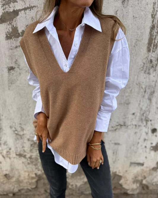 Esméralda | Gilet Femme Col V en Maille Chic