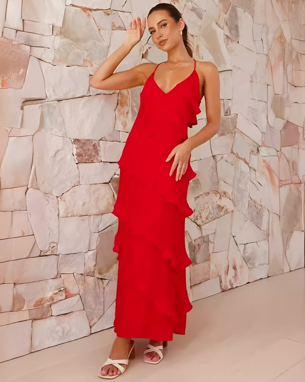 Robe Maxi Femme Neckholder – Élégance Fluide pour Occasions Spéciales