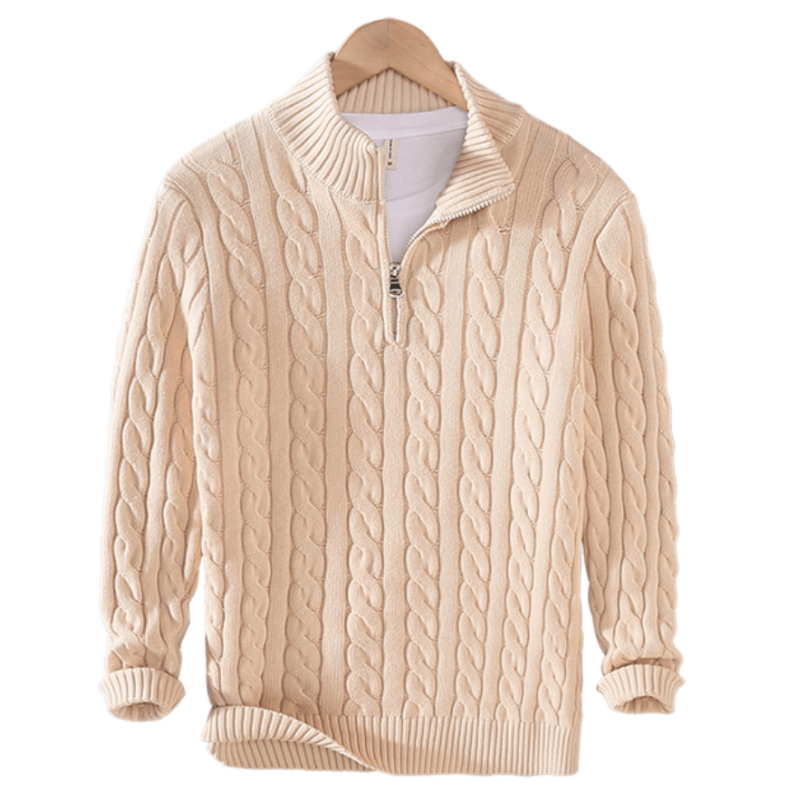 Dante | Pull Homme Zippé en Maille Torsadée Style Classique