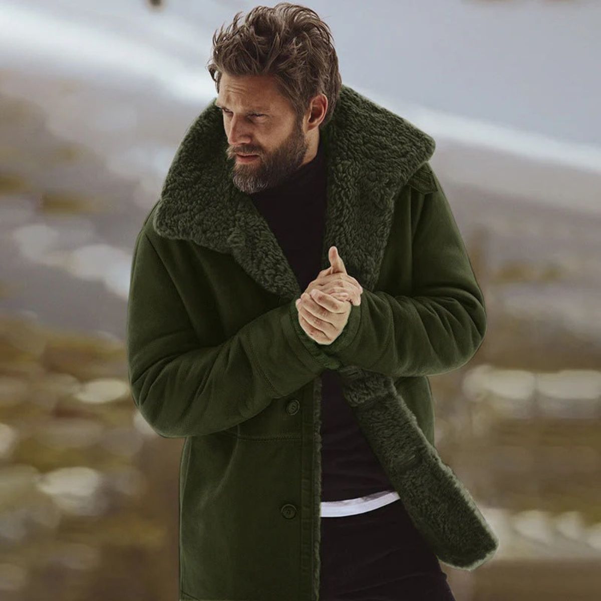 Manteau Hiver Homme | Shearling Luxueux et Élégance Classique