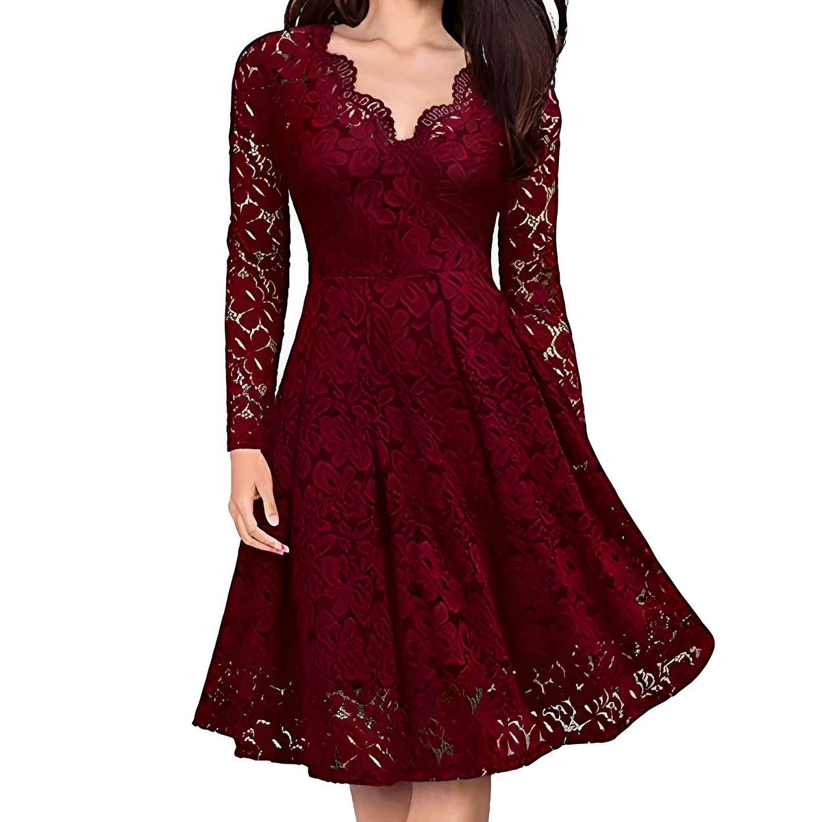 Robe Élégante Femme à Col V – Style Raffiné pour Occasions Spéciales
