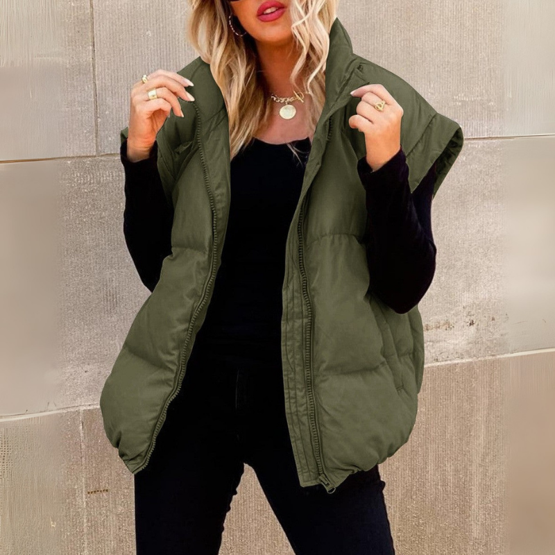 Margaux | Veste Courte Femme Matelassée à Col Montant et Fermeture Zippée