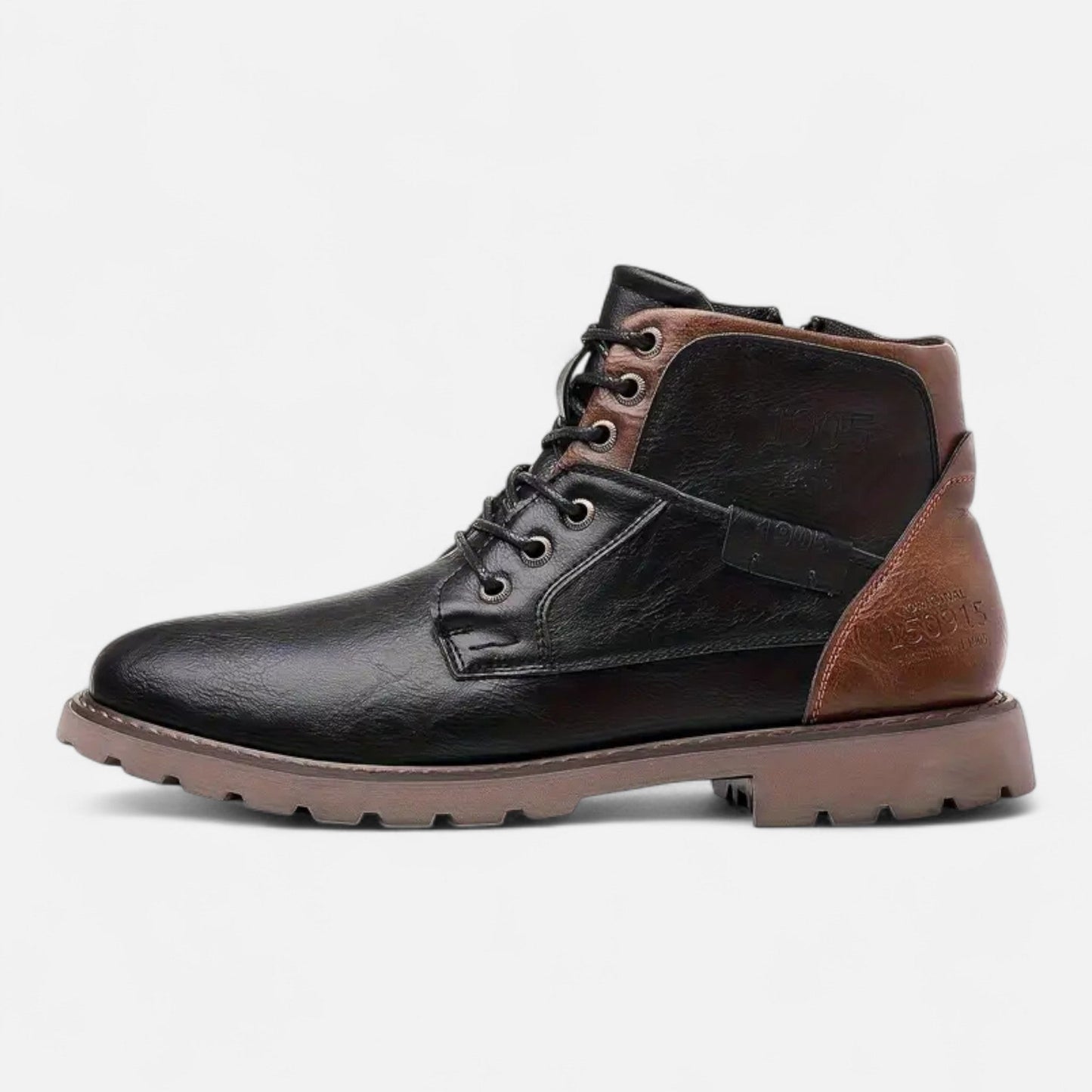 Vintage Leather Lace-Up Boots Homme | Bottines à Lacets avec Fermeture Éclair | Élégance Intemporelle & Résistance Moderne