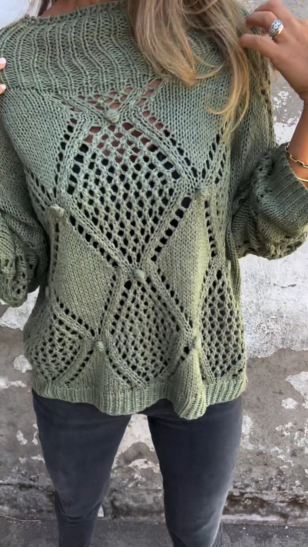Eudora | Top Tricoté Femme à Manches Longues et Design Ajouré
