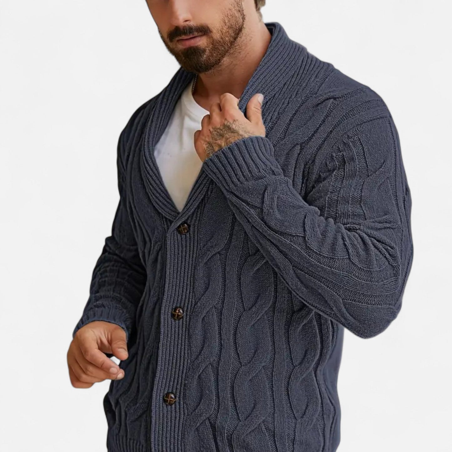 Geometric Knit Cardigan Homme | Gilet en Maille à Col Revers | Élégance Moderne & Confort d’Hiver