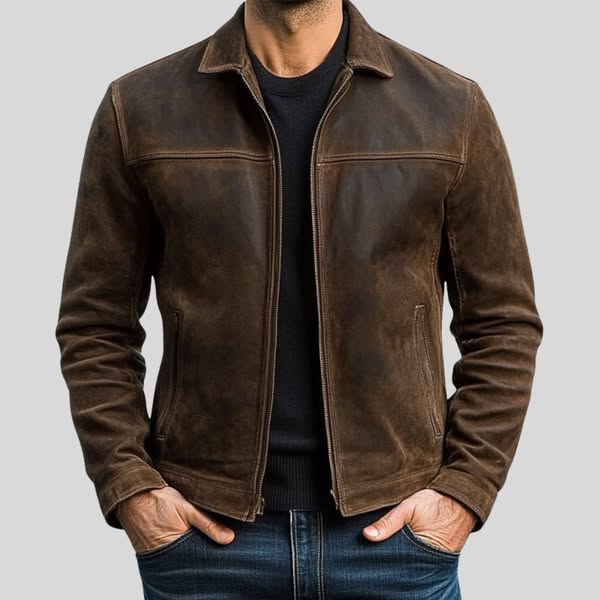 Vincent | Veste Homme Style Cuir à Col Relevé Zippée