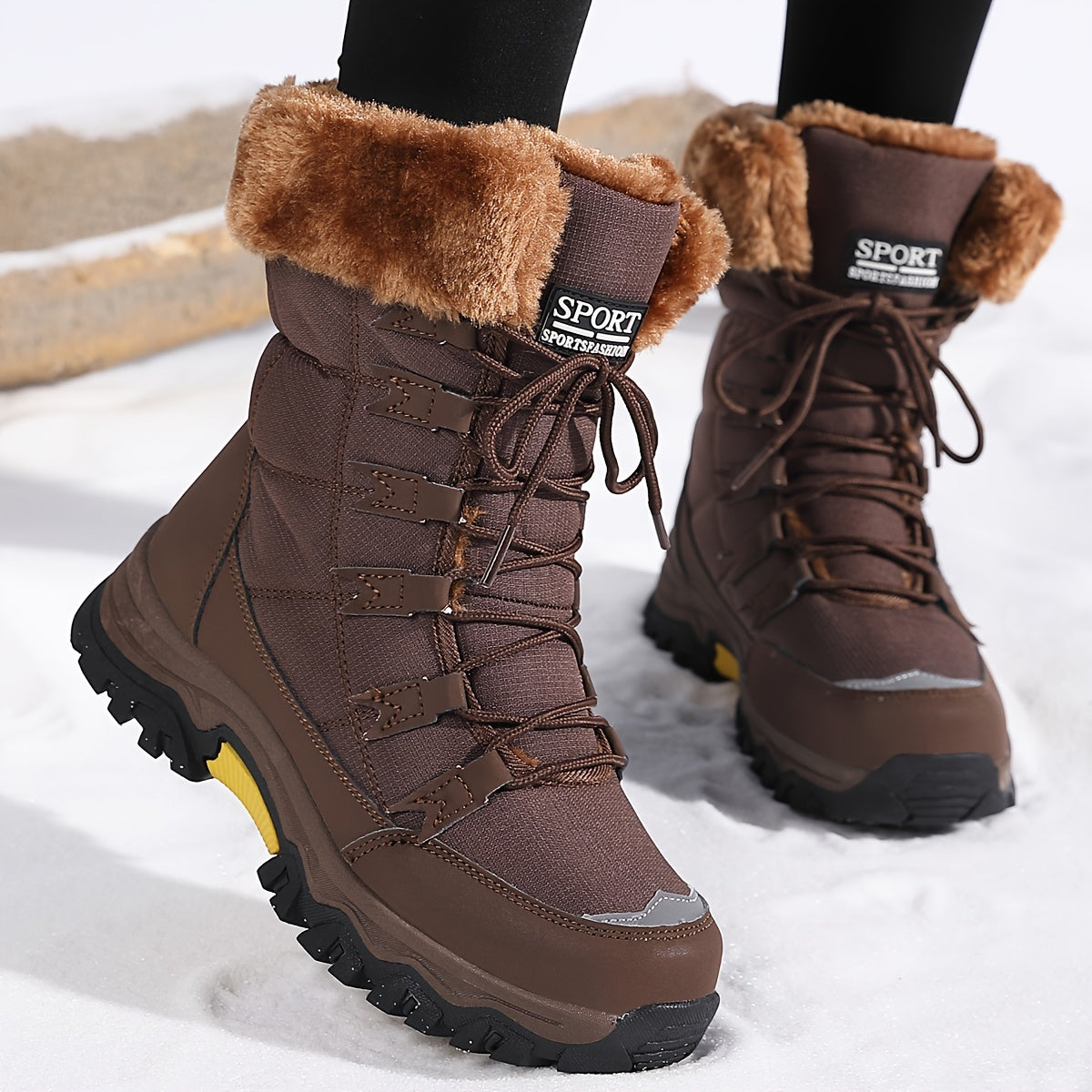 Warm Winter Boots Femme | Bottes d’Hiver en Cuir Marron, Imperméables et Isolantes
