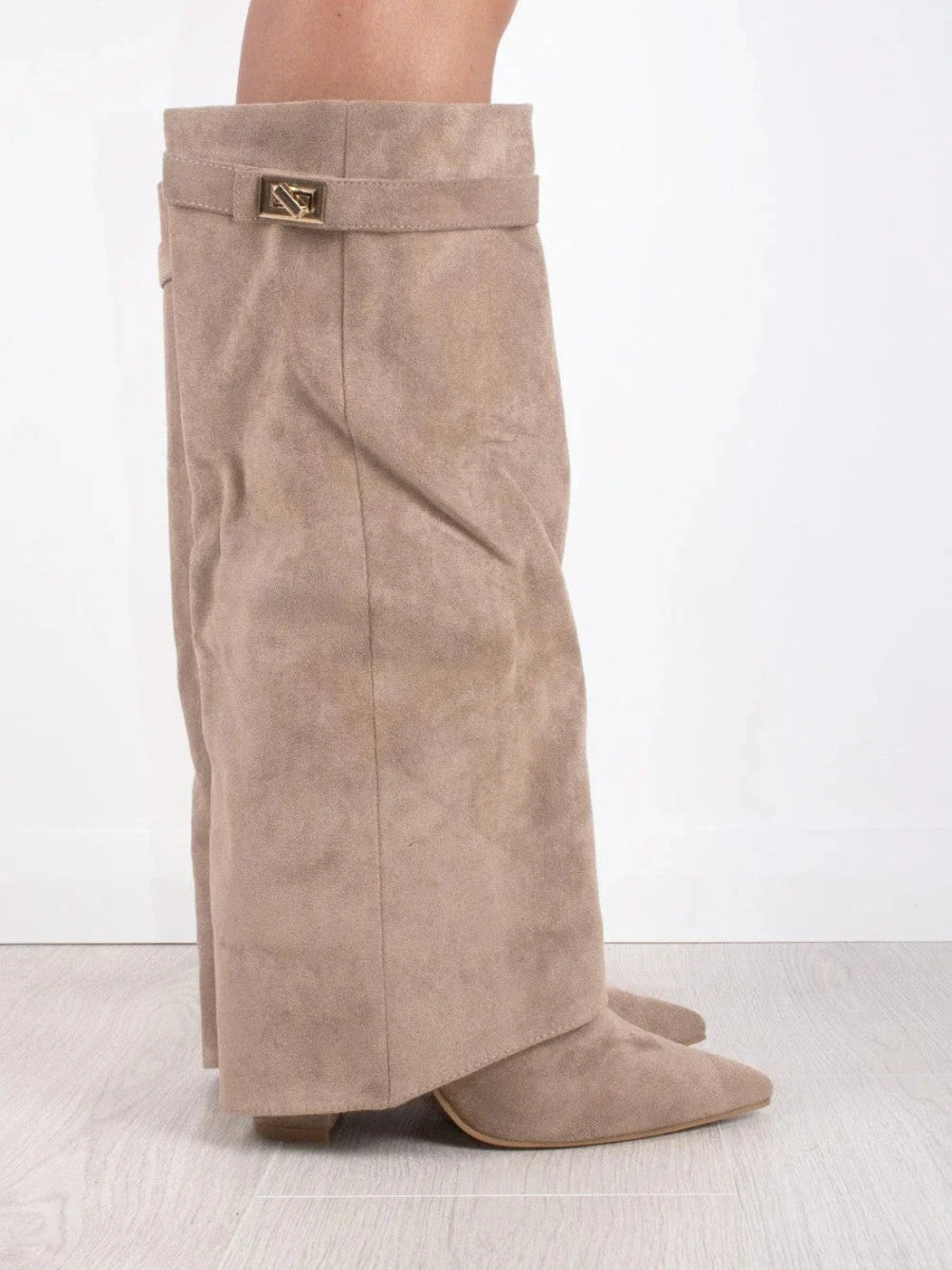Bottes Hautes Femme à Large Revers et Talon Bloc | Élégance et Confort au Quotidien