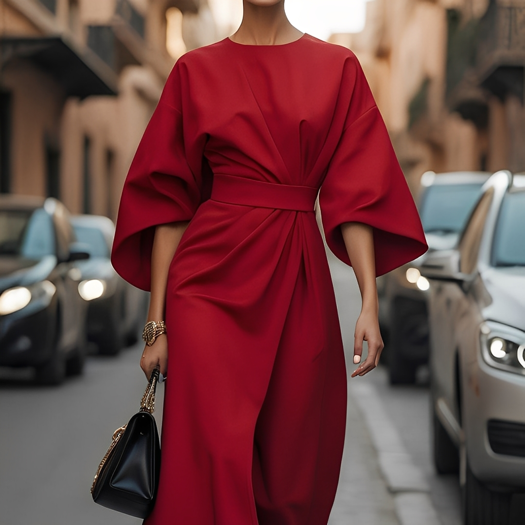 Robe Femme Élégante à Manches Lanternes | Style Chic et Confortable