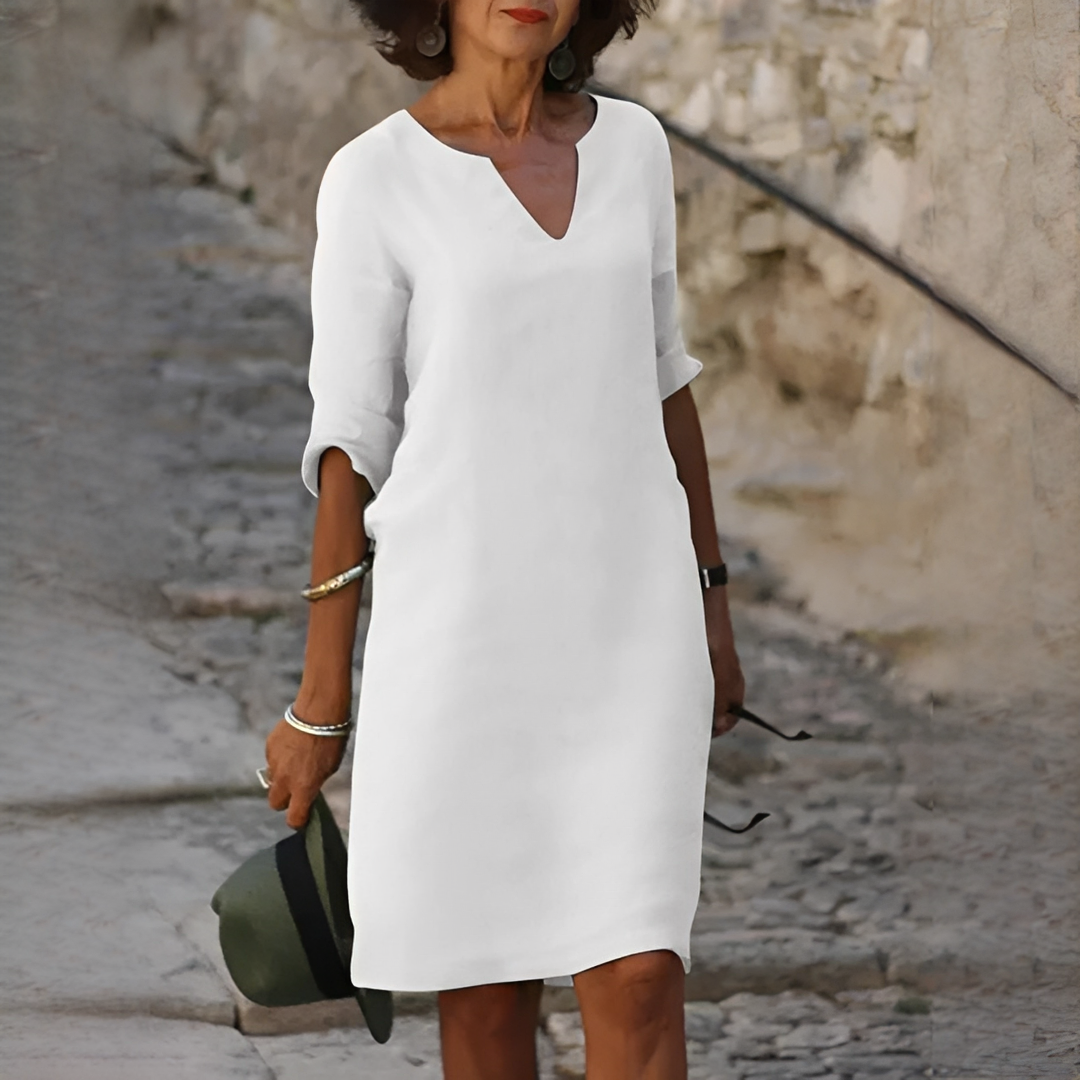 Robe Femme Col V Élégante – Style Moderne et Confort Respirant