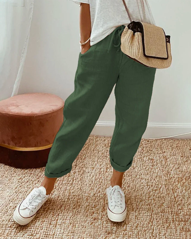 Pantalon fluide à taille élastique avec poches – Décontracté, confortable & polyvalent