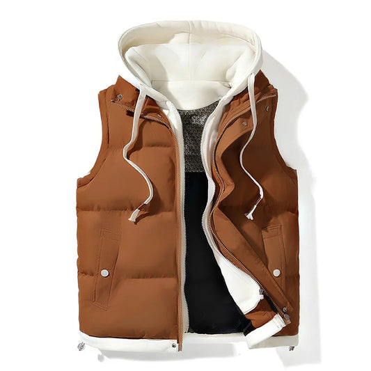 Veste sans manches matelassée à capuche – Moderne, chaude & polyvalente