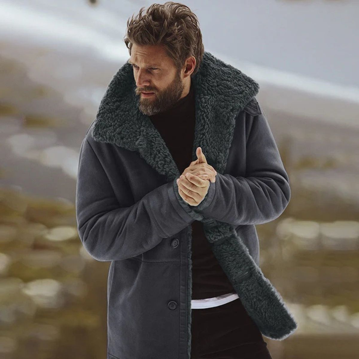 Manteau Hiver Homme | Shearling Luxueux et Élégance Classique