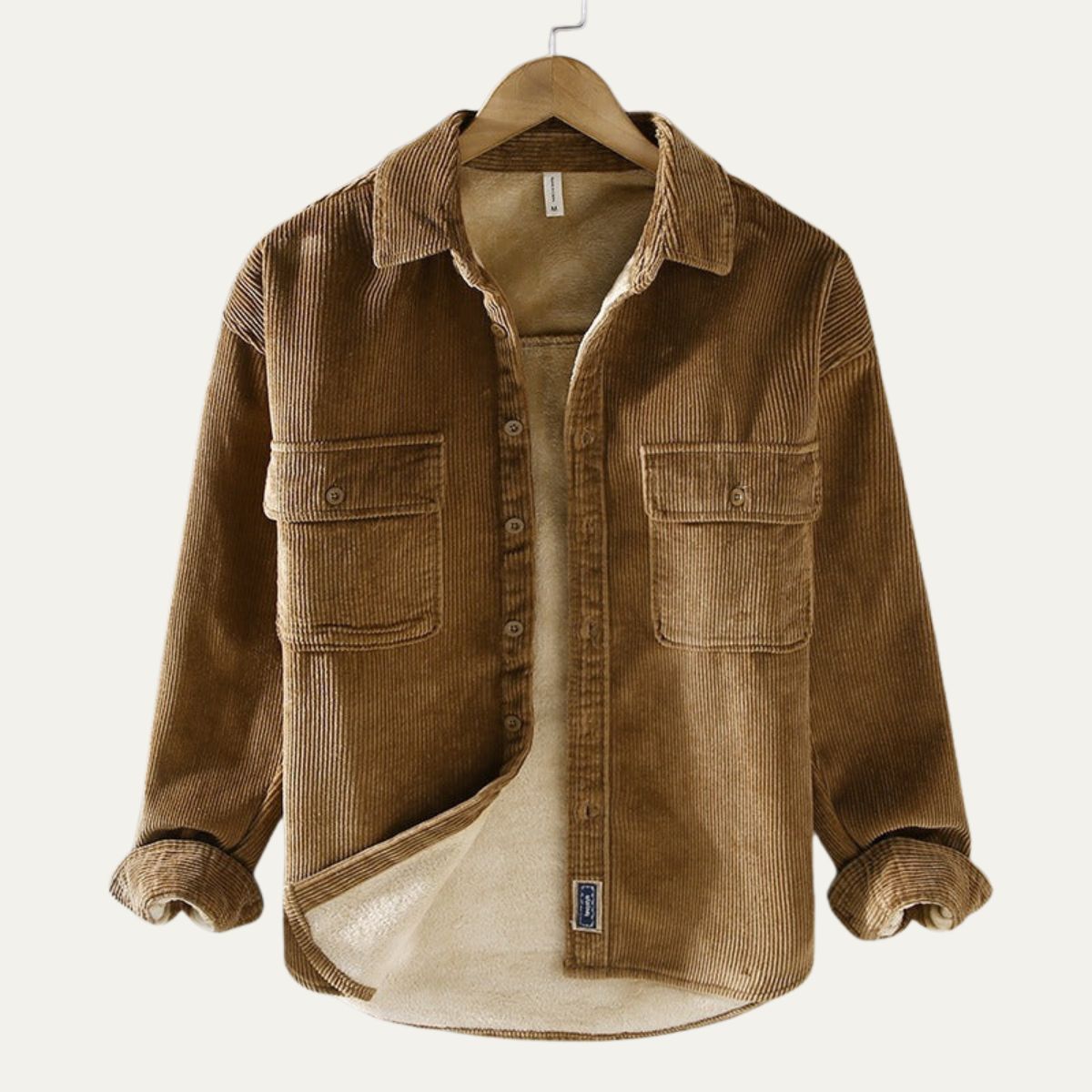 Chemise Veste en Velours Côtelé Homme Doublée Polaire