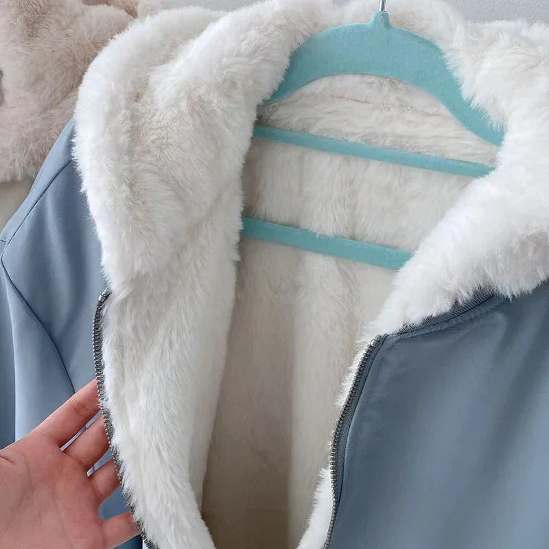 Veste Hiver Oversize Femme à Doublure Fausse Fourrure