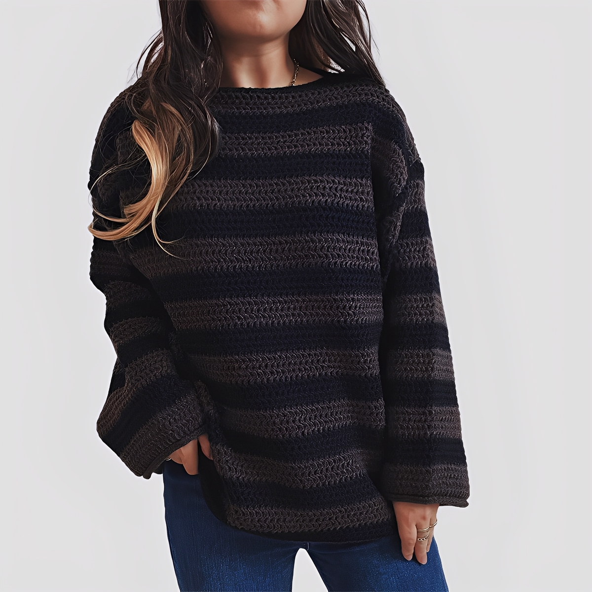 Pull Femme Doux et Élégant à Maille Lâche | Confort et Style Décontracté