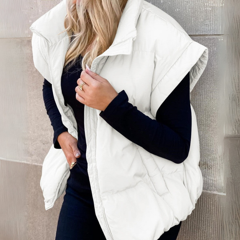 Margaux | Veste Courte Femme Matelassée à Col Montant et Fermeture Zippée