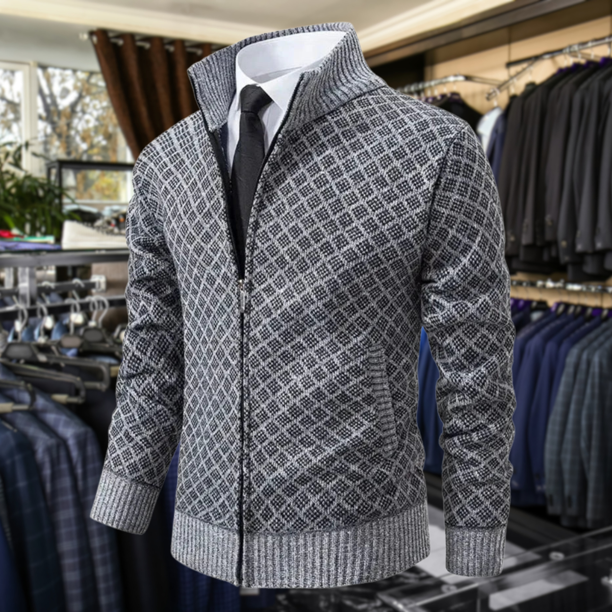 Cardigan Homme Structuré | Col Montant et Confort Hivernal