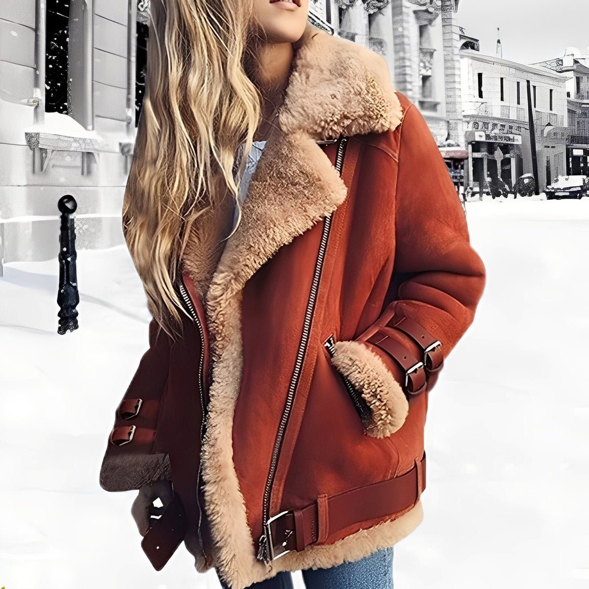 Veste Aviator Femme avec Doublure Shearling | Style Urbain et Chaleur Luxueuse