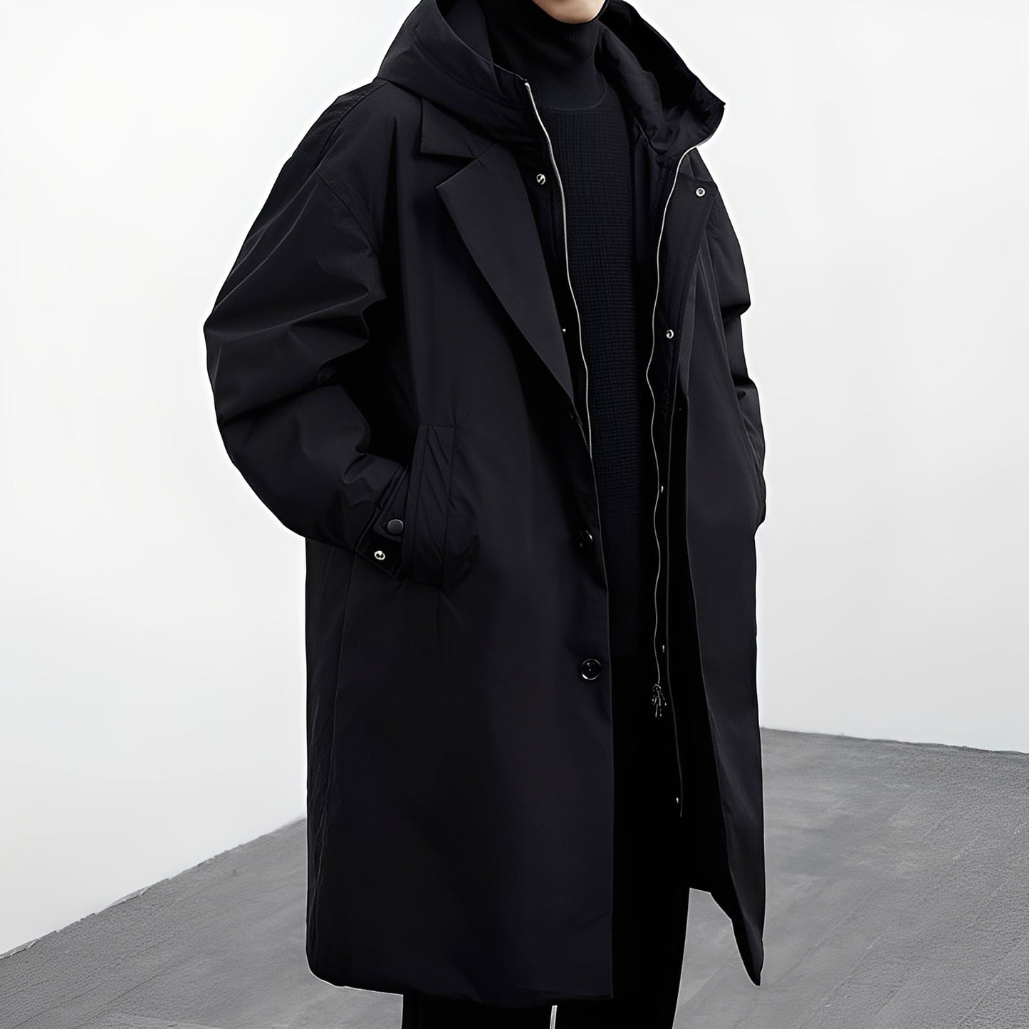 Trench-coat long polyvalent pour homme avec capuche – Stylé, Fonctionnel & Élégant