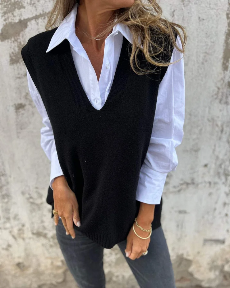 Esméralda | Gilet Femme Col V en Maille Chic