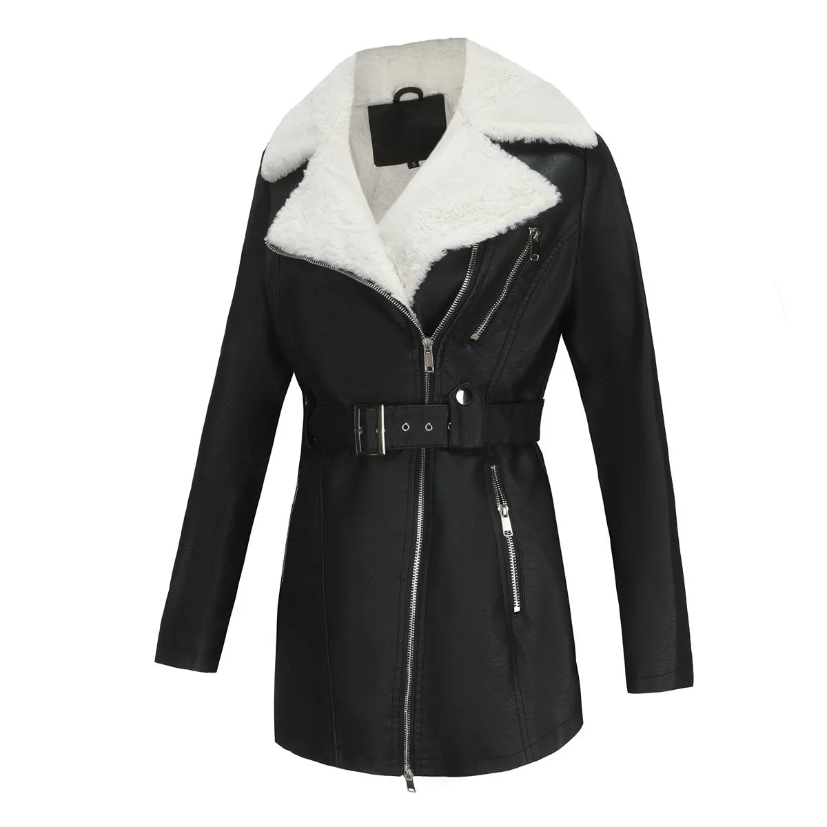 Veste Hiver Femme en Mouton Synthétique | Style Biker et Confort Absolu