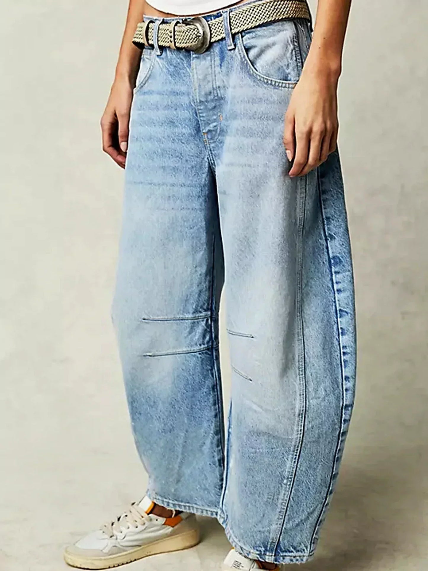 Jeans Femme Taille Haute à Jambe Large | Denim Léopard Moderne