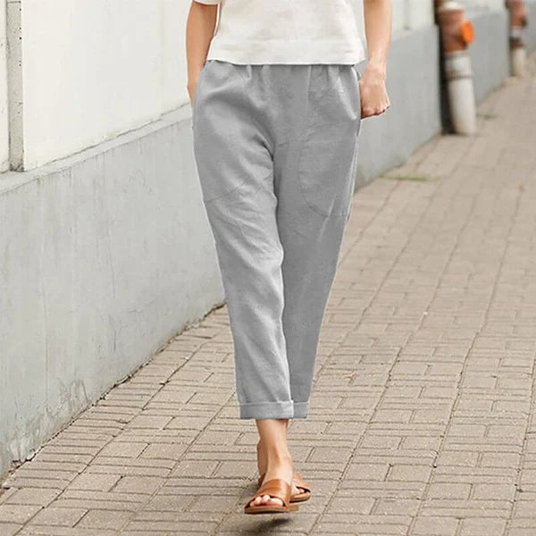 Pantalon Large en Lin et Coton – Élégance Décontractée & Confort Léger