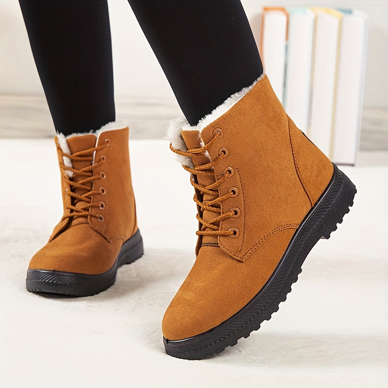 Thérèse | Bottines Hiver Femme à Lacets avec Semelle Plate et Doublure Chaude