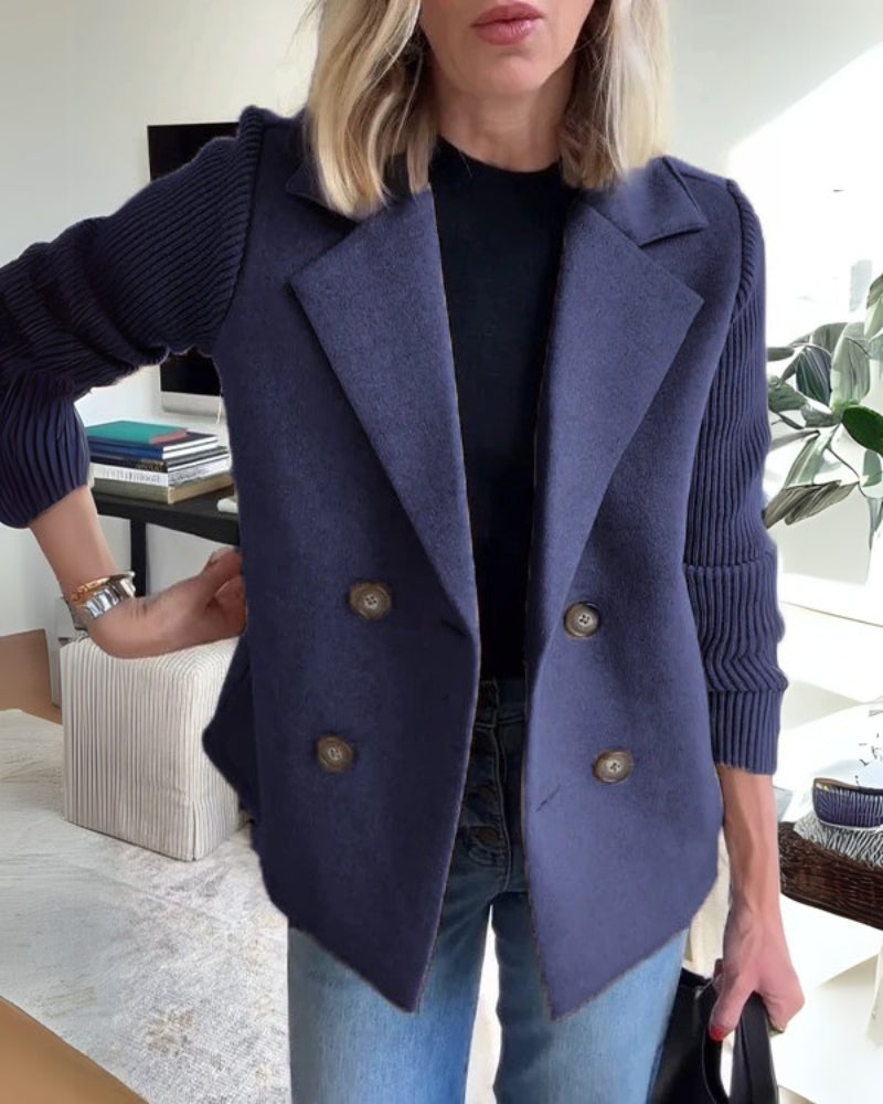 Blazer Gilet Femme en Maille avec Revers Classique – Chic, Confortable & Polyvalent