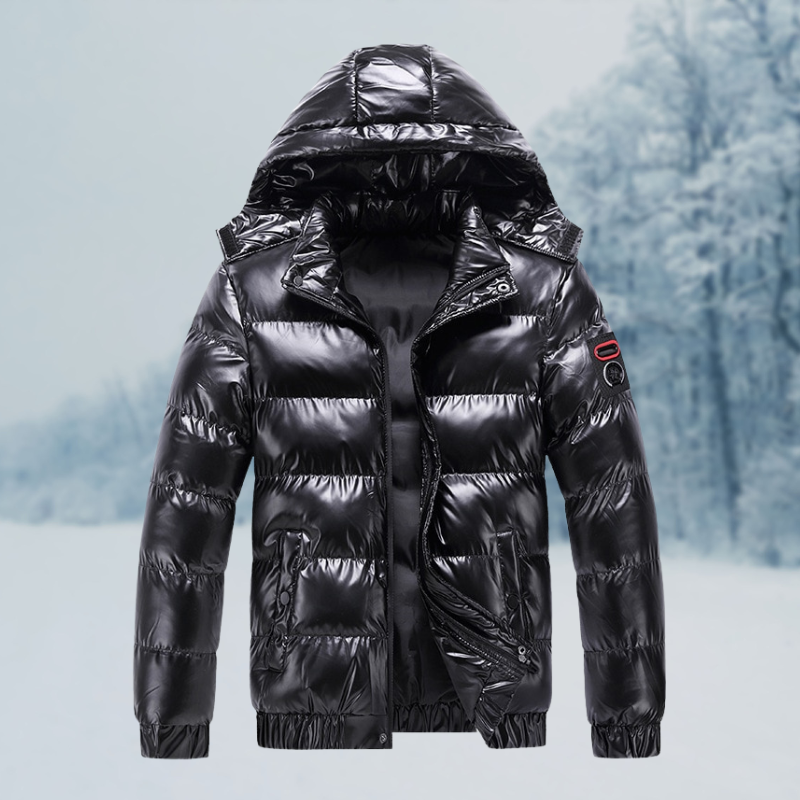 Quentin | Veste Homme Hiver Imperméable Matelassée avec Capuche Brillante